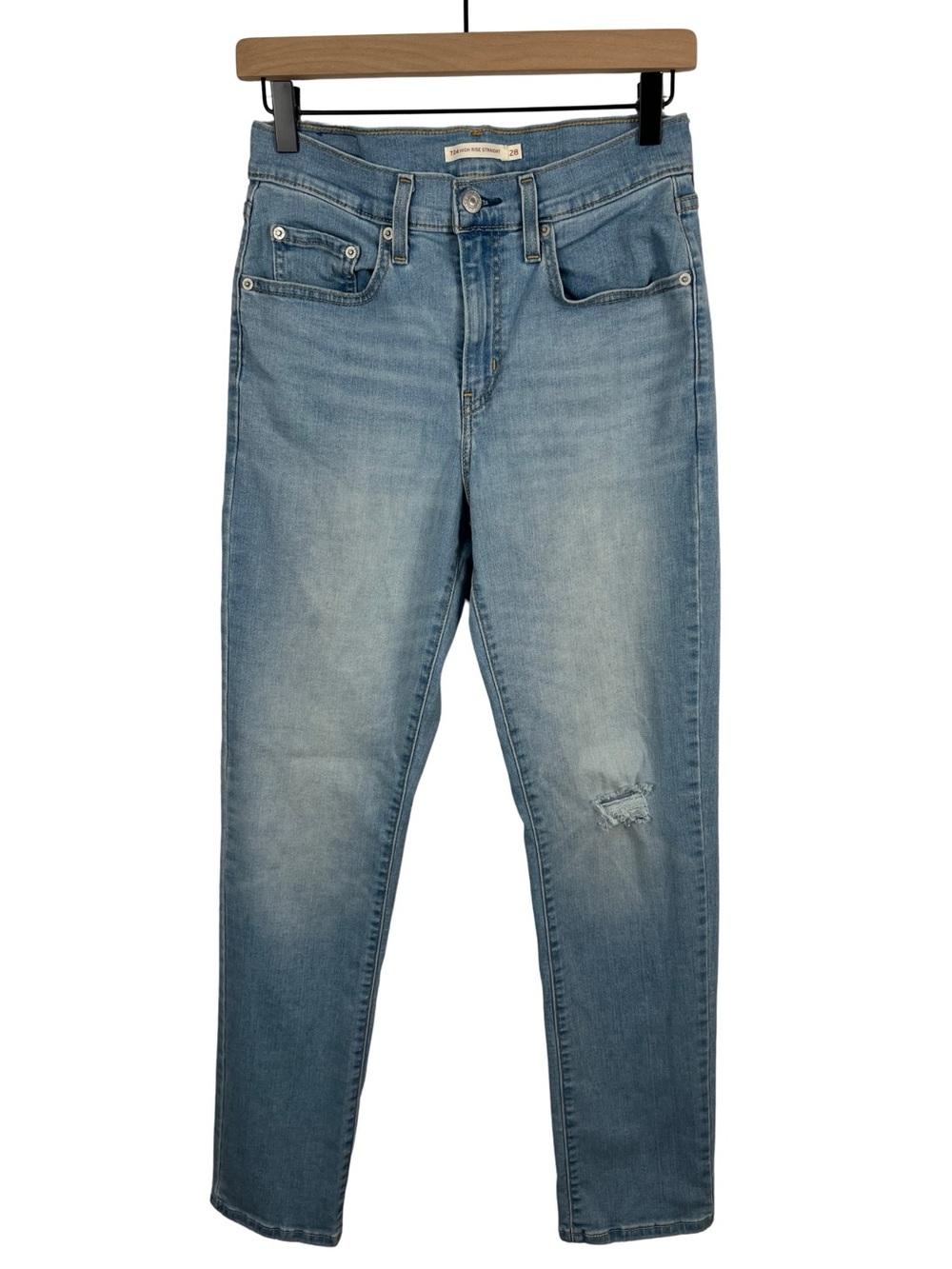 Levis Jeans 724 High Rise Straight Womens 28 Light Wash Denim Stretch